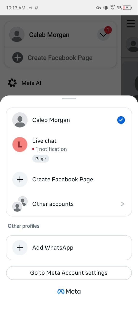 Facebook with created page